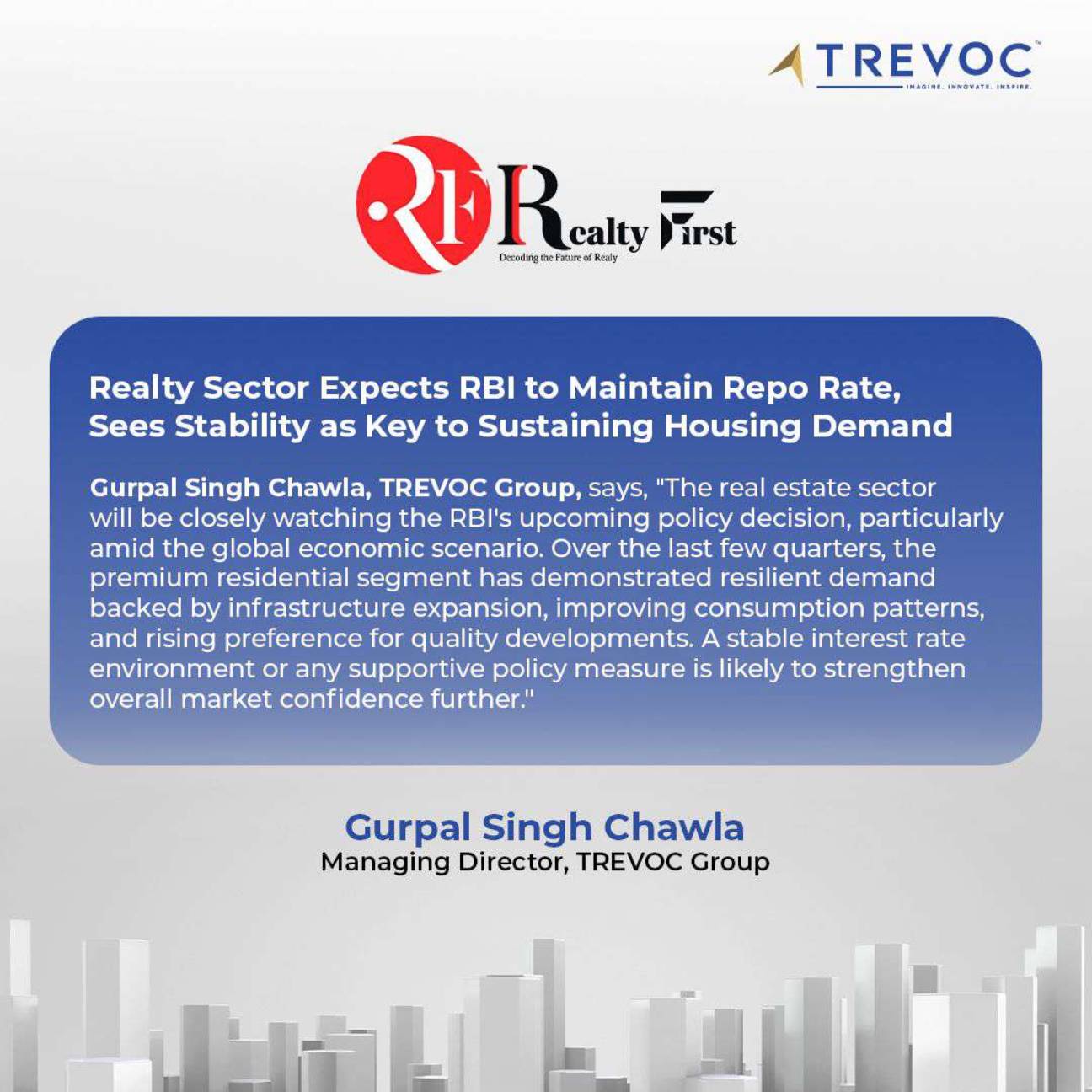 Realty Sector Expects RBI to Maintain Repo Rate, Sees Stability as Key to Sustaining Housing Demand